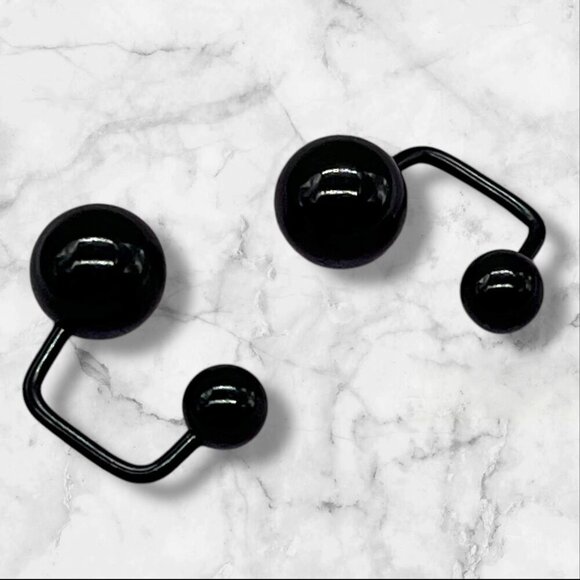 Black Captive Bead Surgical Steel Body Jewelry Rings Unisex - Picture 1 of 5